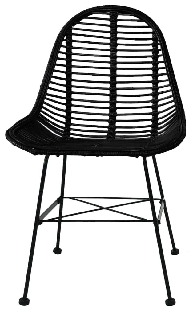 Cadeiras de jantar 6 pcs vime genuíno preto