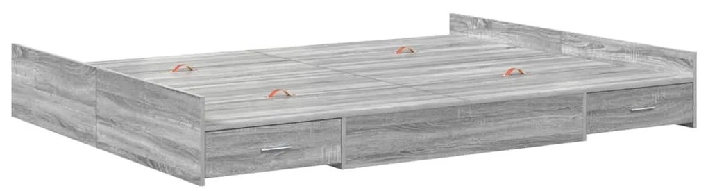 Estrado de cama com arrumação Sonoma cinzento 150 x 200 cm