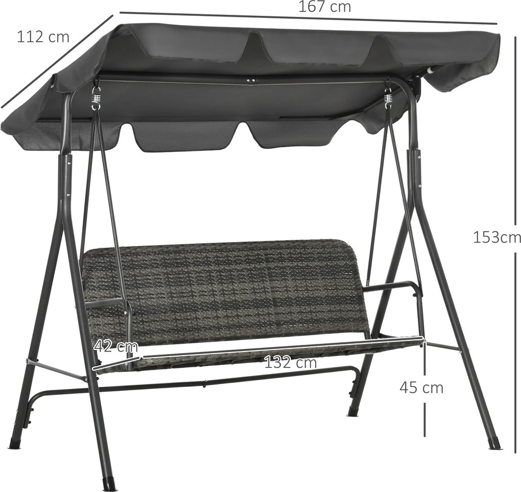 Banco Baloiço de Jardim Baloiço de Exterior com Toldo Ajustável Assent