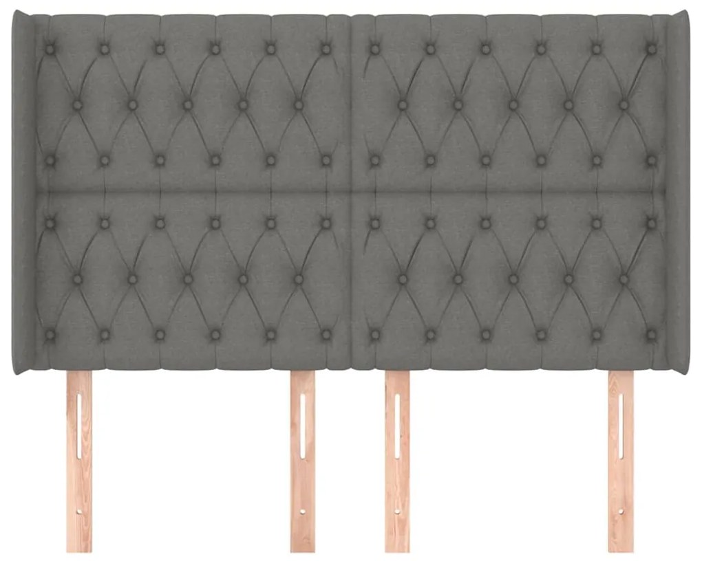 Cabeceira cama c/ abas tecido 147x16x118/128 cm cinzento-escuro