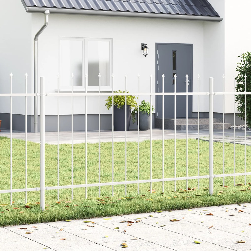 Cerca de Jardim vidaXL com Ponta de Lança Branca 5,1x1,2 m em Aço