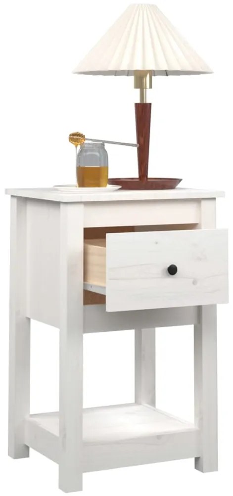 Mesa de cabeceira 40x35x61,5 cm madeira de pinho maciça branco