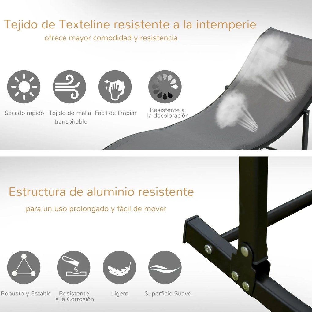 Outsunny Conjunto 2 Espreguiçadeiras Ergonômicas Dobráveis em Forma de