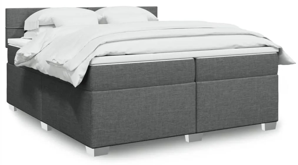 Cama com molas/colchão 200x200 cm tecido cinzento-escuro