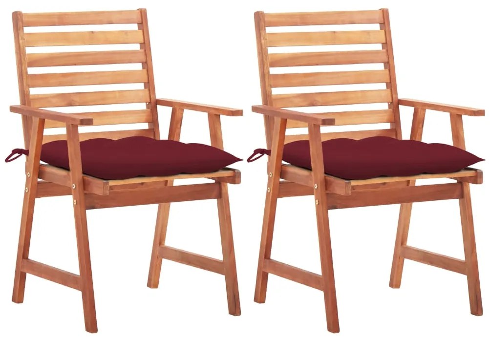 Cadeiras de jantar p/ jardim 2 pcs c/ almofadões acácia maciça
