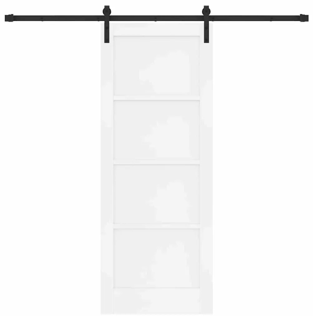 Porta Deslizante vidaXL com Acessórios Branca 78x202 cm Madeira Sólida