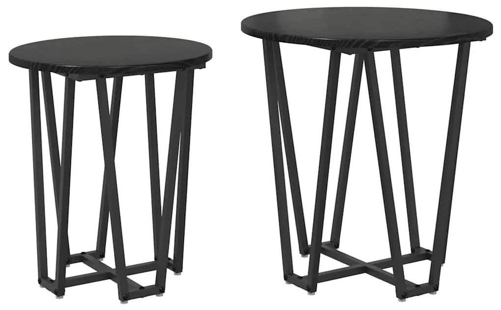 Mesa de Apoio vidaXL 2 pcs Preto Carvalho Madeira Engenharia e Metal