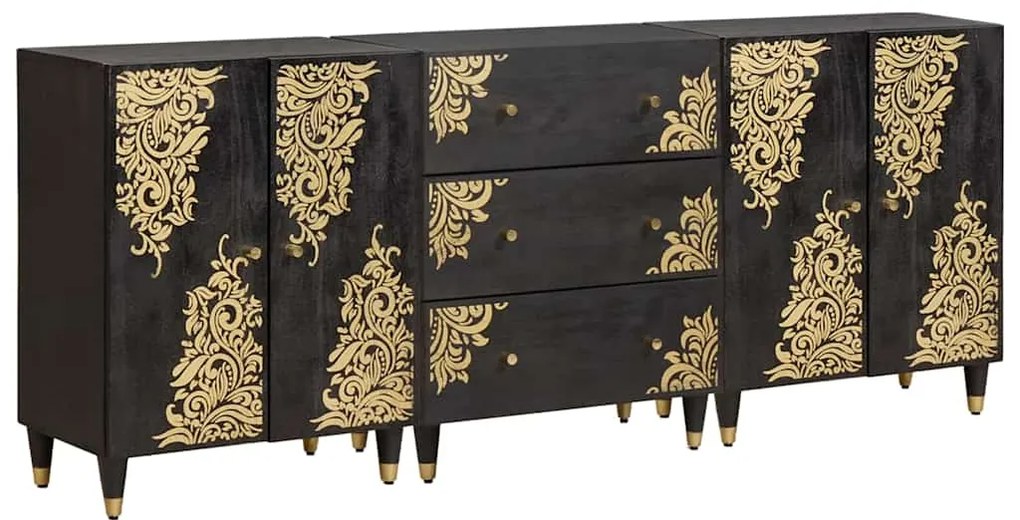 vidaXL Conjunto de Armários para Banheiro 3 pcs Preto 180 x 33 x 75 cm