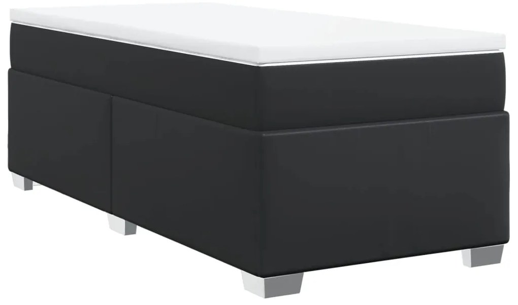 Cama com molas/colchão 90x200 cm couro artificial preto