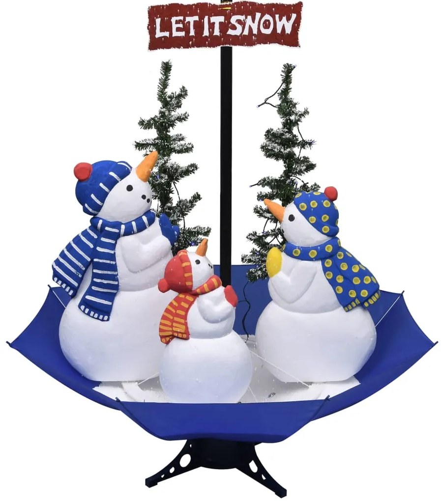 Árvore Natal c/ neve base formato guarda-chuva 170 cm PVC azul