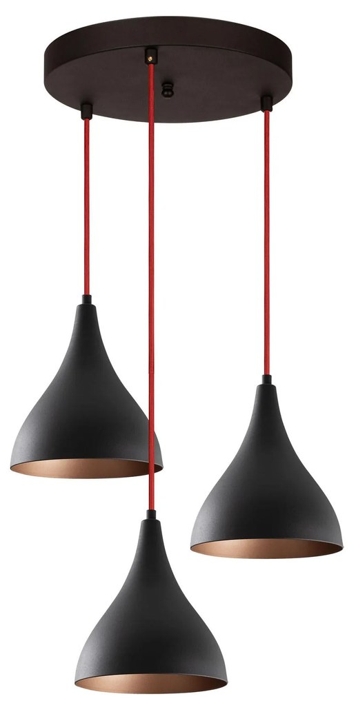 Chandelier Berceste – Preto e Vermelho – 46 cm de Diâmetro x 119 cm de