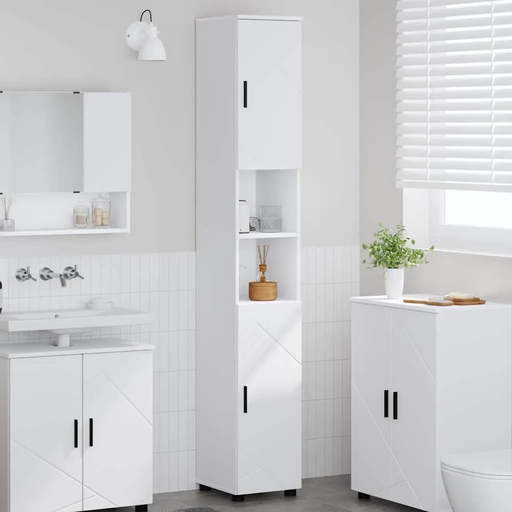 vidaXL Armário Alto de Banheiro com porta Branco 30 x 35 x 192 cm