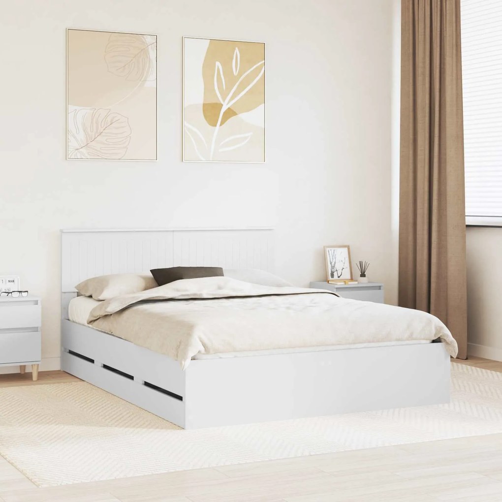 vidaXL Estrutura da Cama Branco 150 x 200 cm Madeira de Engenharia