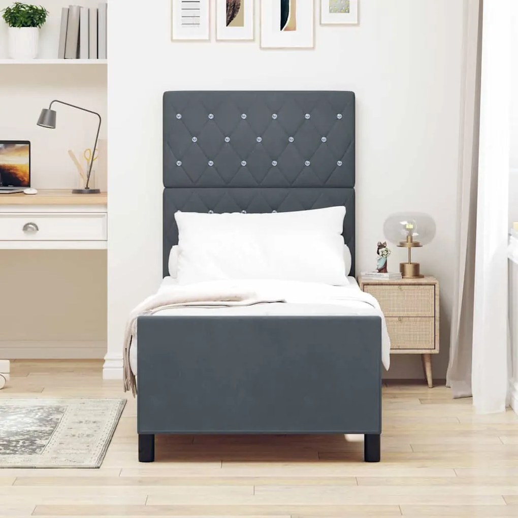 Cama vidaXL Cinza Escuro 80x200 cm Veludo