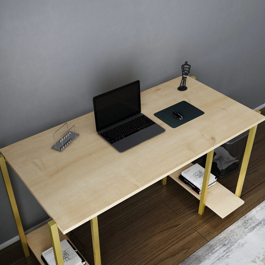 Secretária Academy – Carvalho Dourado – 125,2x60x73,8 cm