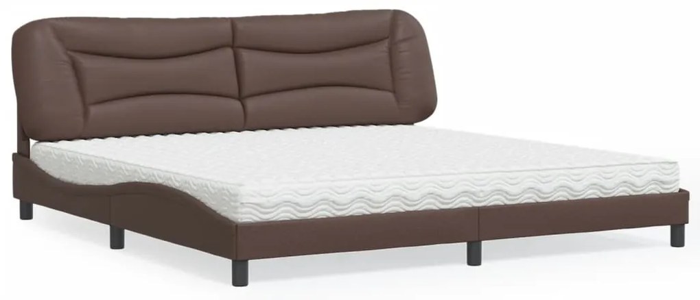 vidaXL Cama com colchão 200x200 cm couro artificial castanho