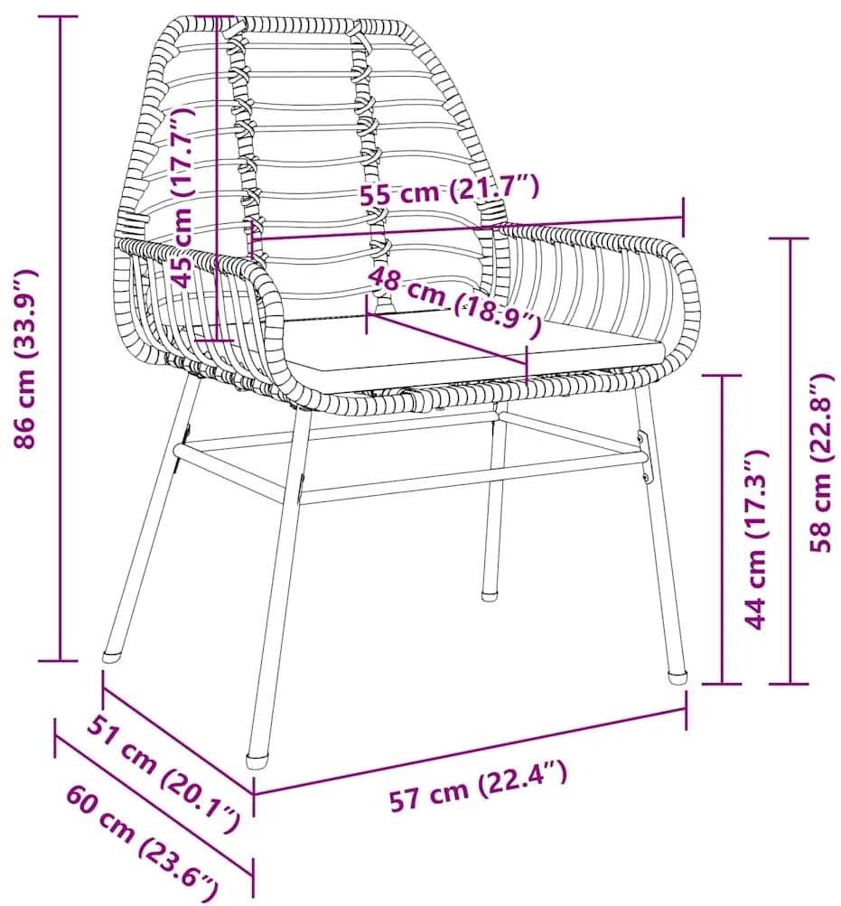 Conjunto de Jantar de Jardim com 7 Peças e Almofadas de Rattan Sintéti
