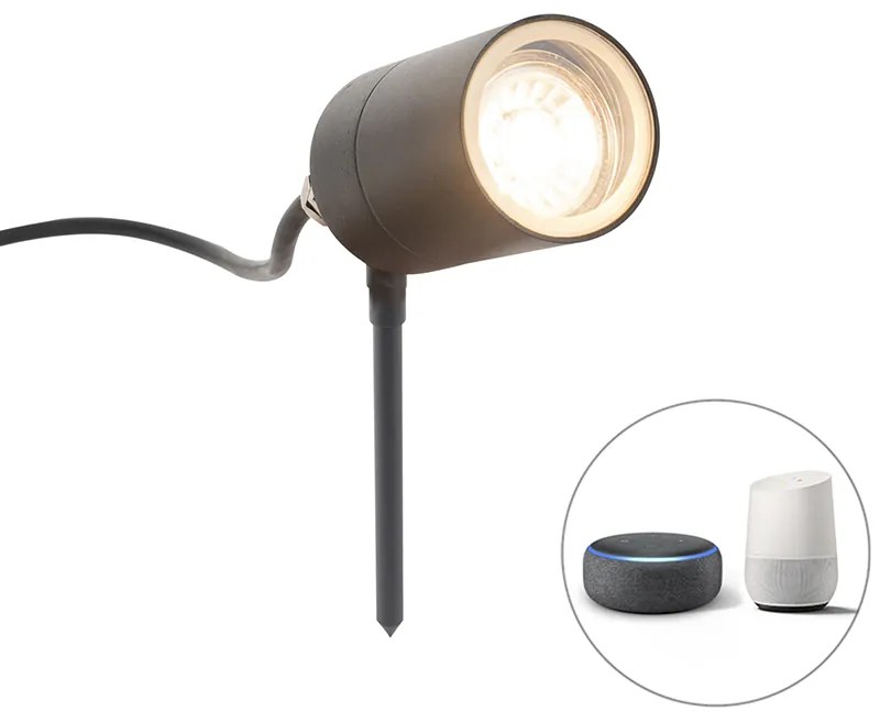 LED Foco de jardim moderno inteligente antracite IP44 com Wi-Fi GU10 - Solo Moderno