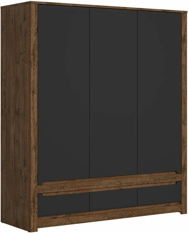 Roupeiro Ophevaru 119, April carvalho, Preto matte, 205x179x61cm, 182 kg, Portas para roupeiro: Com dobradiças, Número de prateleiras: 5, Número de prateleiras: 5