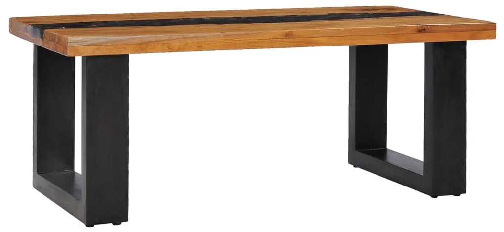 Mesa de centro 100x50x40 cm madeira de teca maciça e poliresina