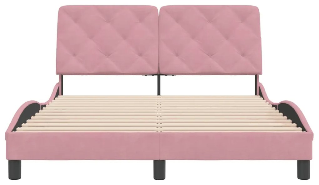 Estrutura de cama c/ cabeceira 140x200 cm veludo rosa