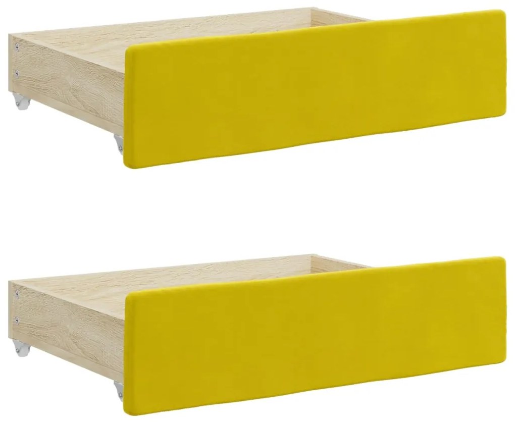 Sofá-cama com gavetão e gavetas 100x200 cm veludo amarelo