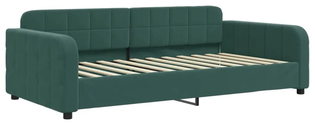 Sofá-cama c/ gavetão e gavetas 90x200 cm veludo verde-escuro
