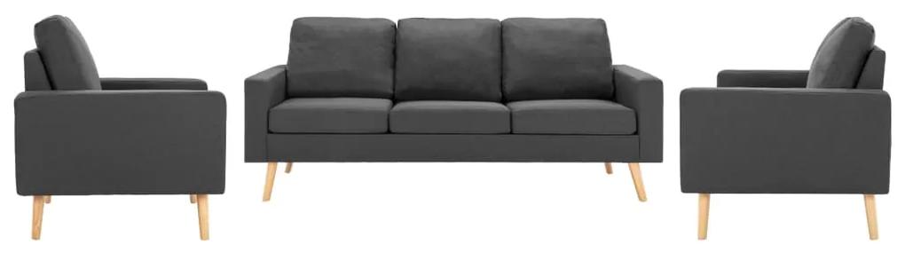 3056645 vidaXL 3 pcs conjunto de sofás tecido cinzento-escuro