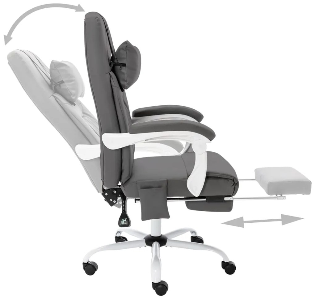 Cadeira escritório c/ função massagem couro artificial cinzento
