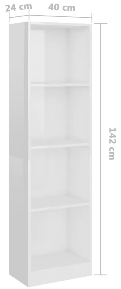 Estante 4 prateleiras 40x24x142cm contrapla. branco brilhante