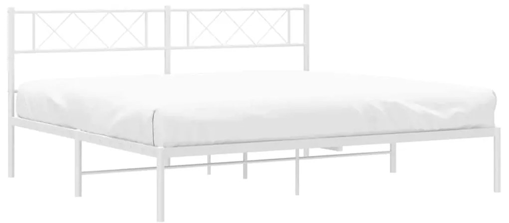 Estrutura de cama com cabeceira 193x203 cm metal branco