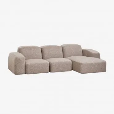 Sofá Modular Com Chaise Longue Direita De 3 Peças Bastian Bouclé Castanho Moca - Sklum