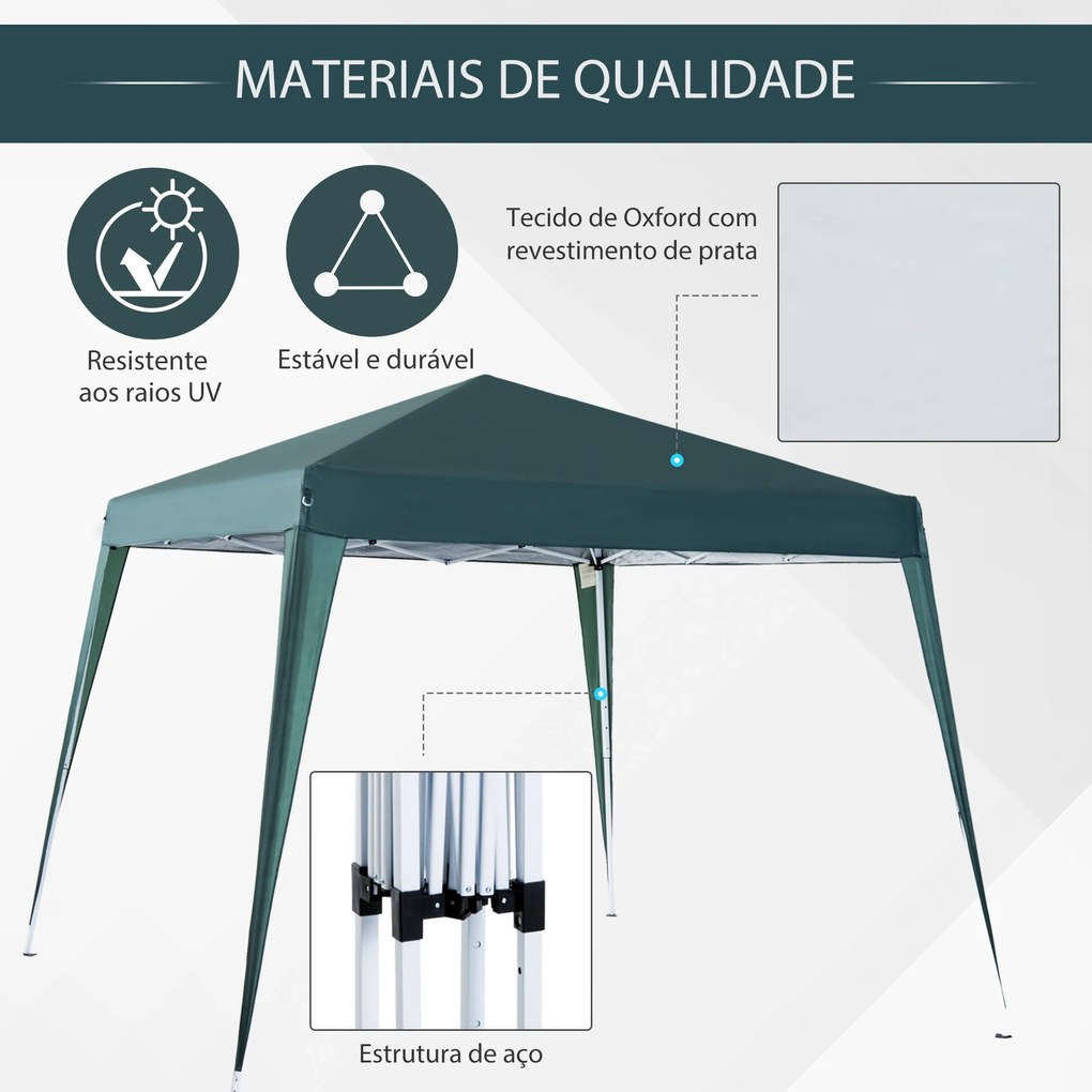 Outsunny Tenda Dobrável 297x297x250 cm Tenda para Jardim Campismo Fest