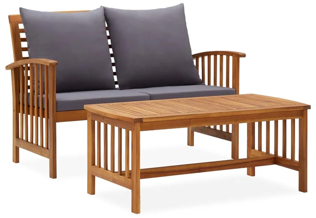 vidaXL 2 pcs conjunto lounge de jardim c/ almofadões acácia maciça