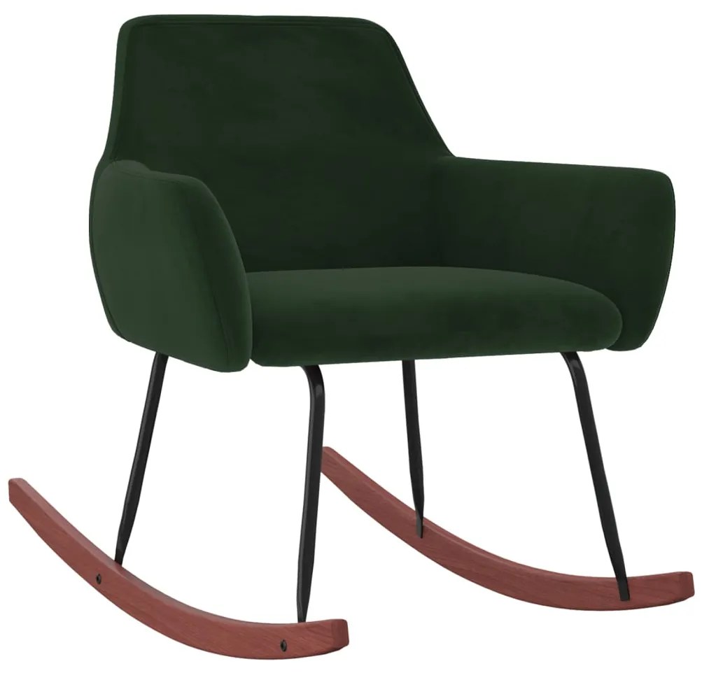 vidaXL Cadeira de baloiço veludo verde-escuro