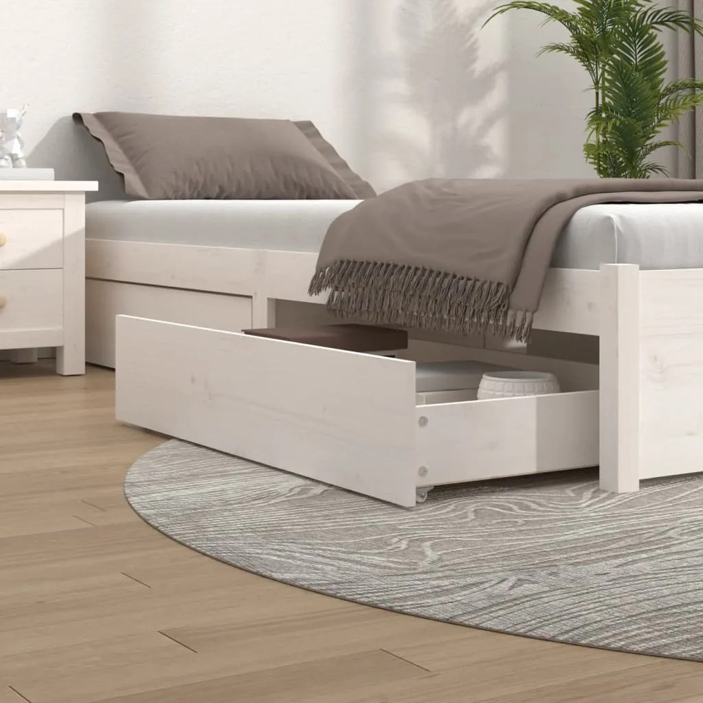815000 vidaXL Gavetas de cama 4 pcs madeira de pinho maciça branco