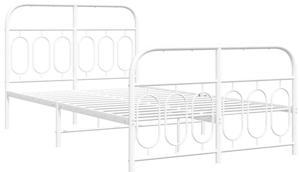 Estrutura de cama com cabeceira e pés 120x200 cm metal branco