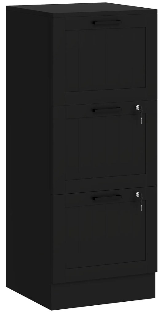 Bloco de Gavetas para Escritório com 3 Gavetas para Escritório com Fechaduras Gavetas Suspensas para A4 40x40x101 cm Preto
