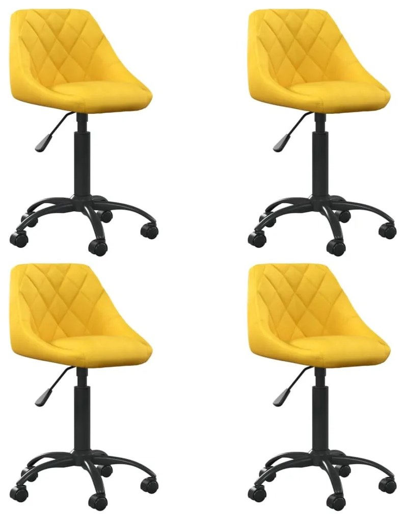 vidaXL Cadeiras de jantar giratórias 4 pcs veludo amarelo