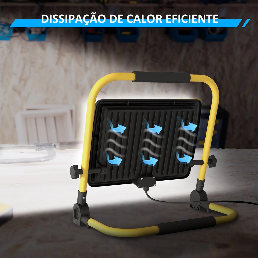 Projetor LED Recarregável com Cabeças e Suporte Ajustáveis 100W 8500 L