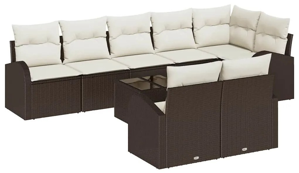 Conjunto de Sofá de Jardim vidaXL 8 Peças com Almofadas Cinza Poliratt