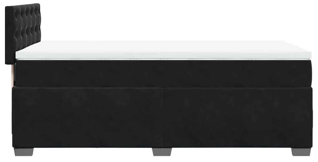 Cama com Molas/Colchão e Luzes Led - 80x200 cm - Veludo Preto