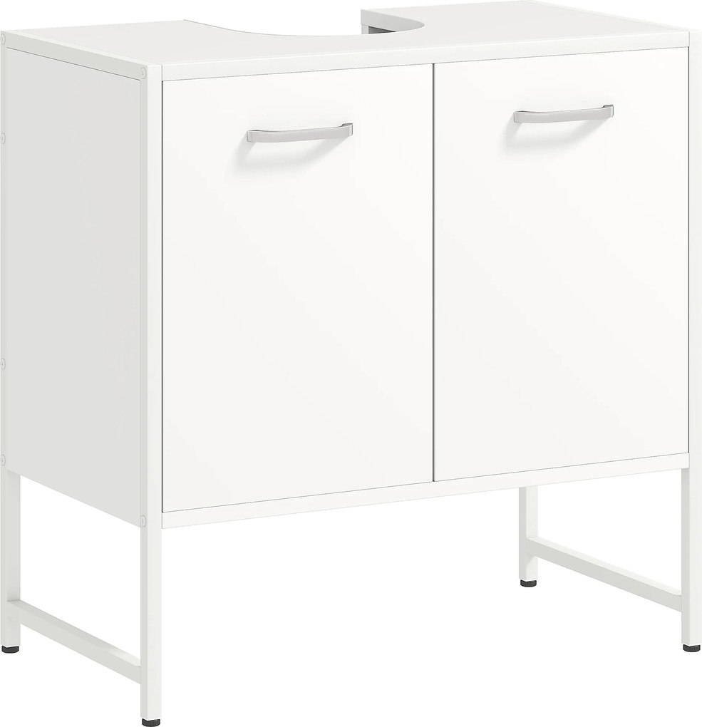 HOMCOM Móvel sob lavatório, móvel de banheiro com 2 portas com fechamento suave e prateleira ajustável, branco | Aosom Portugal