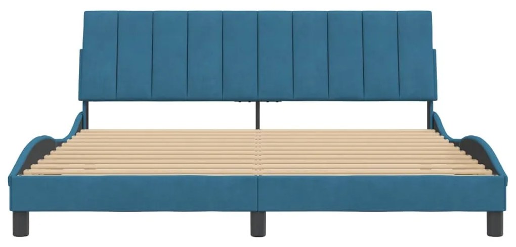 Estrutura de cama c/ cabeceira 180x200 cm veludo azul