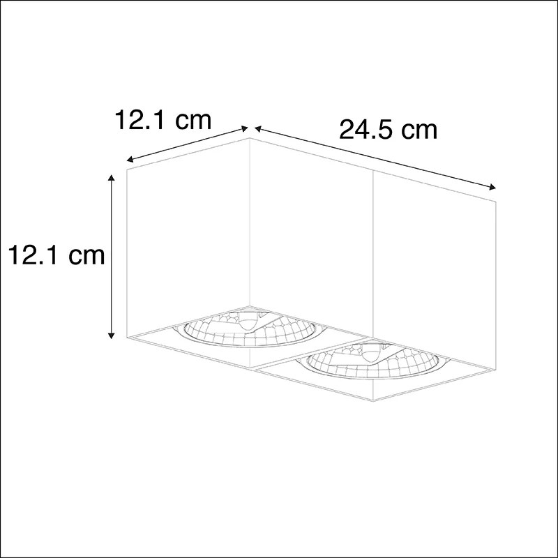 LED Foco retangular 2-claro preto incl. 2 x G9 - BOX Design,Industrial,Moderno