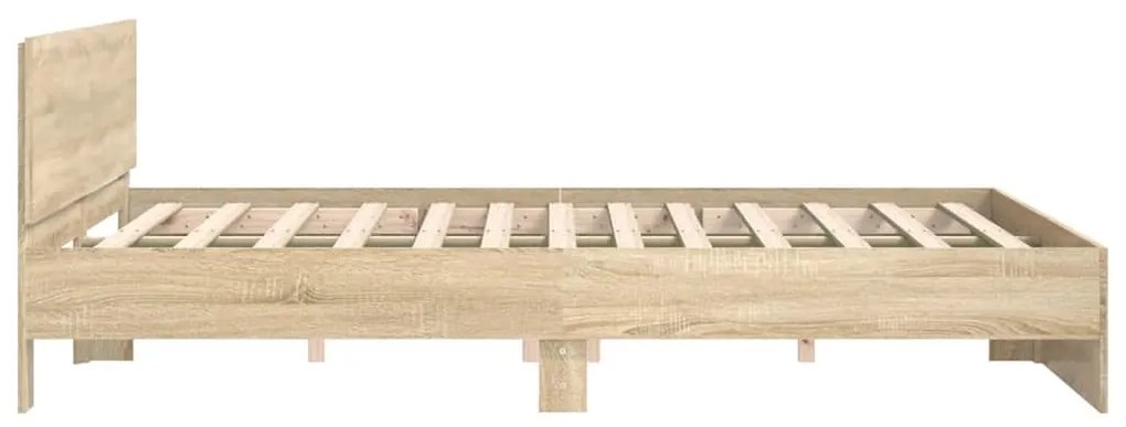 Estrutura de cama com cabeceira 160x200 cm carvalho sonoma