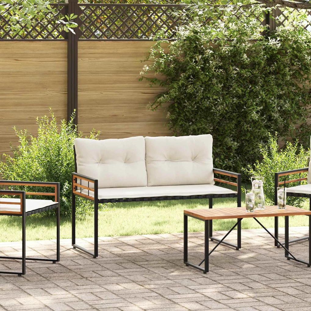 vidaXL Banco de Camada de Madeira com almofada Creme 114 x 55 x 77 cm