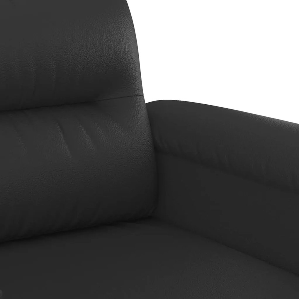 3 pcs conjunto de sofás com almofadões couro artificial preto