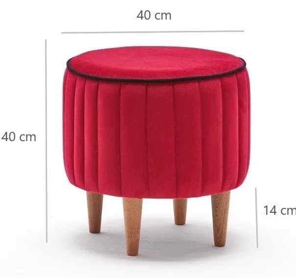 Pouffe Lindy – Vermelho – 40 cm x 40 cm x 40 cm