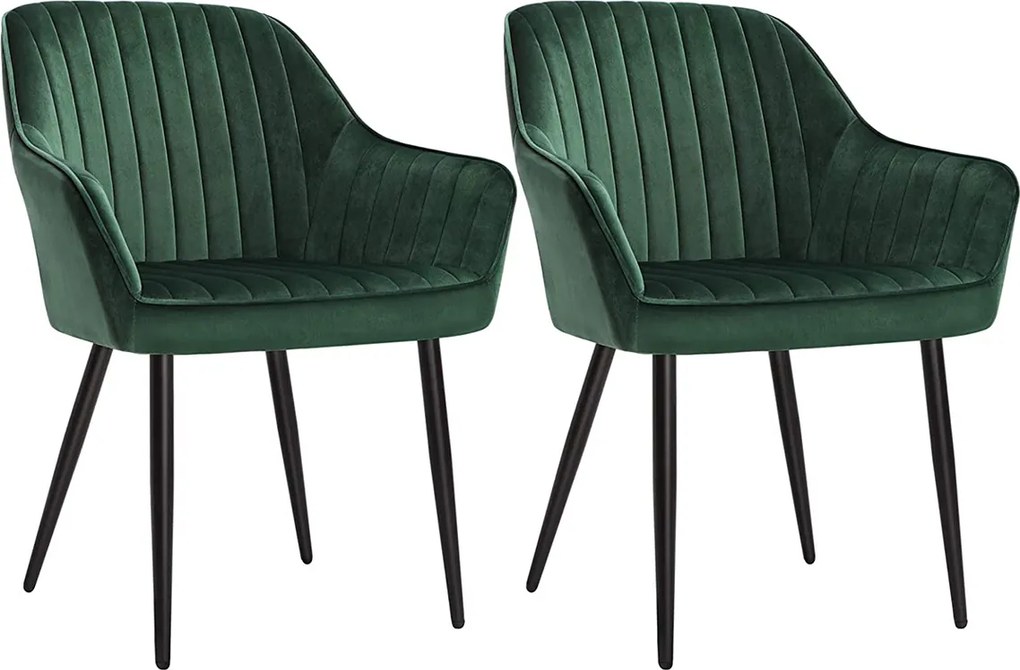 Conjunto de 2 cadeiras de sala de jantar 85 x 63 x 62,5 cm verde e preto